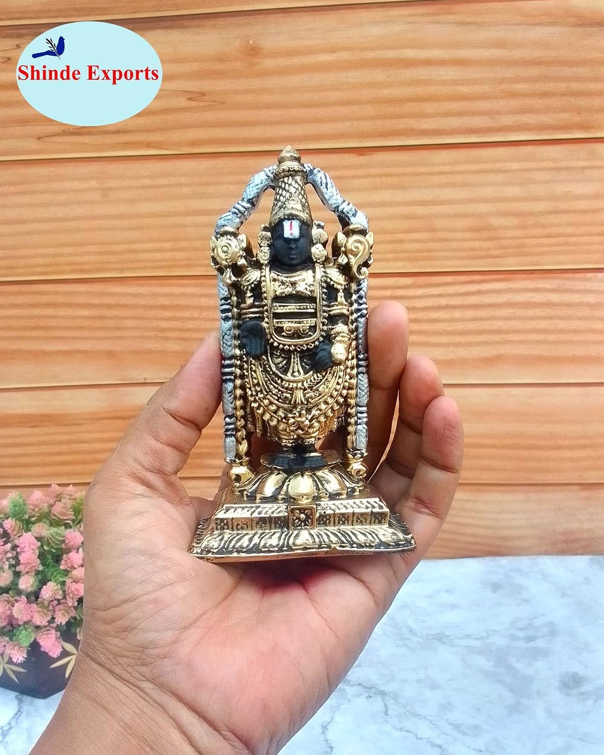 SHINDE EXPORTS Govinda Idol for car Dashboard/Balaji murti for car/tirupati Balaji murti/Balaji Statue for Pooja Room