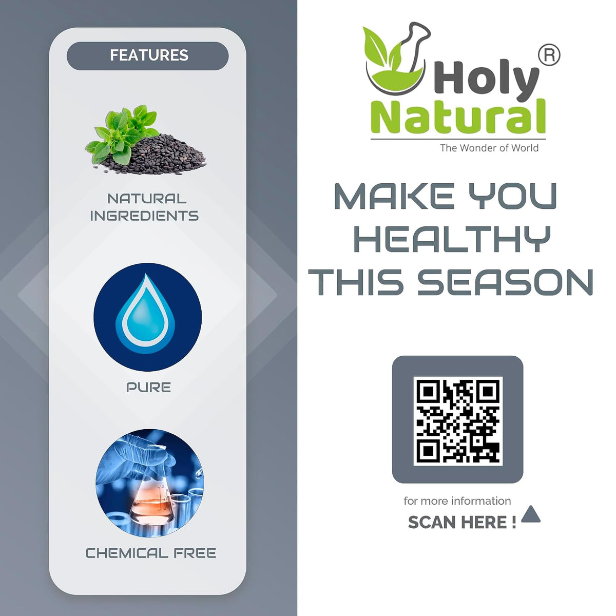 Holy Natural Basil Seed (454gm) Tukmaria, Sabja Seeds, For Salad Dressing, Pasta Topping, Juice, Milk Shake & Cold Drink. Best for Dental Health, Weight Management, Blood Sugar, and Bones.