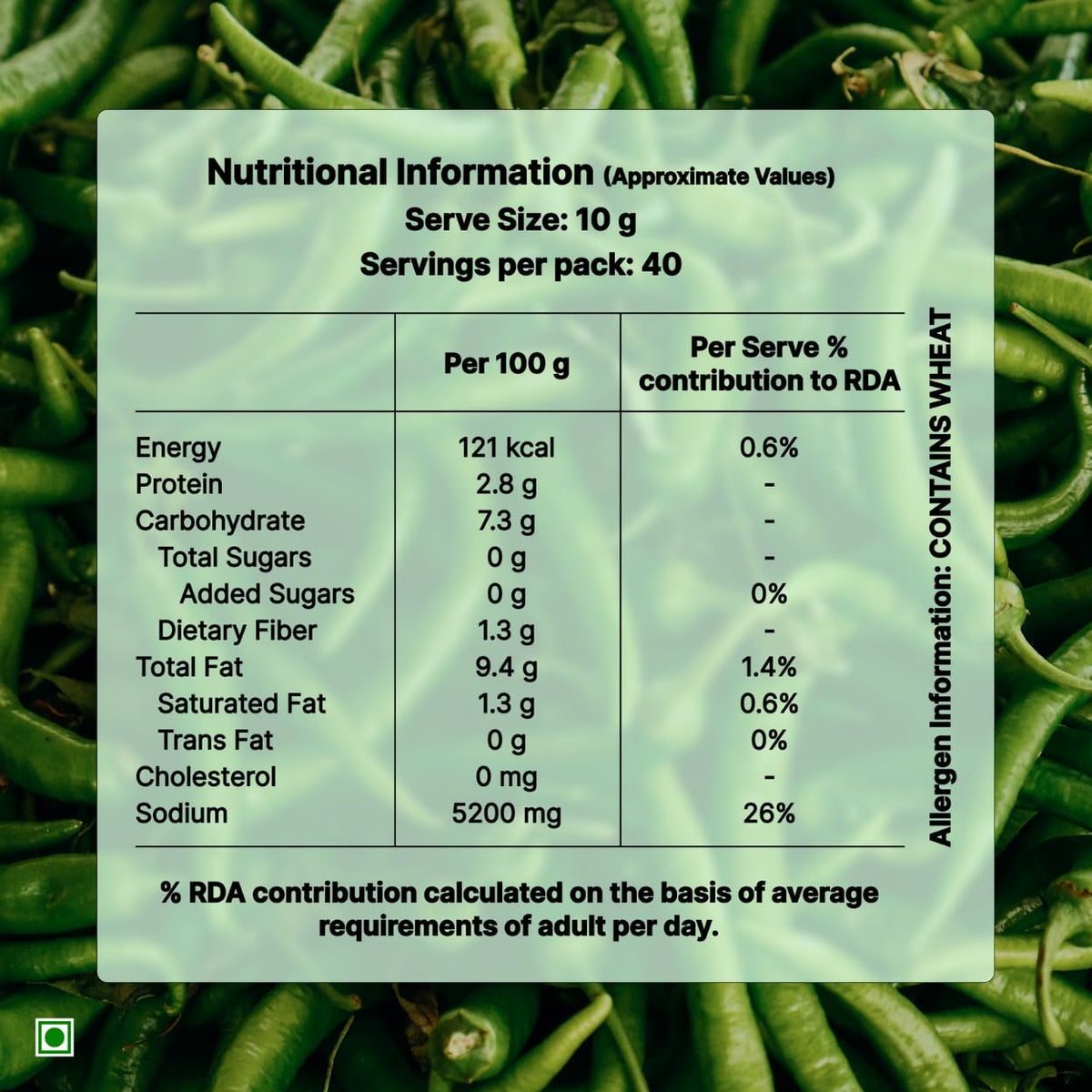 Dabur Hommade Green Chilli Pickle , 400 Gm