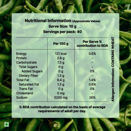 Dabur Hommade Green Chilli Pickle , 400 Gm