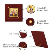 DIVINITI Lord Krishna 24K Gold Plated MDF Photo Frame|Premium Religious Table Top Frame for Home, Office & Prayer Room|Luxury Spiritual Gift Item for Housewarming, Festive Gifting|10 x 10 CM
