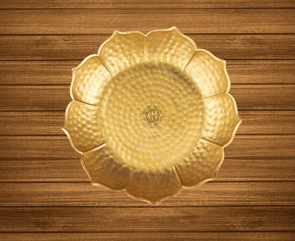 DSH Decorative Urli Bowl Lotus Design Border for Flowers and Tea Light Candles - Gold (Small)
