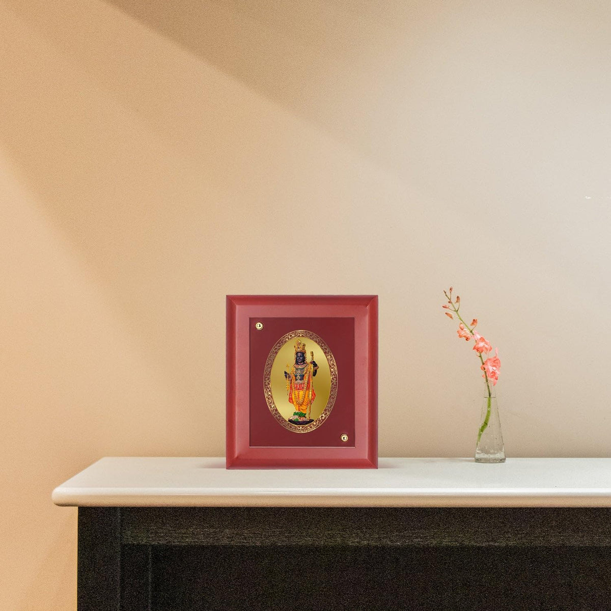 DIVINITI Intima Pure 24K Gold Plated Ram Lalla Religious Frame – Luxury Home, Office & Mandir Décor | Premium Gold Foil Artwork in MDF Frame | Table Top Display (16 X 13.5 CM)