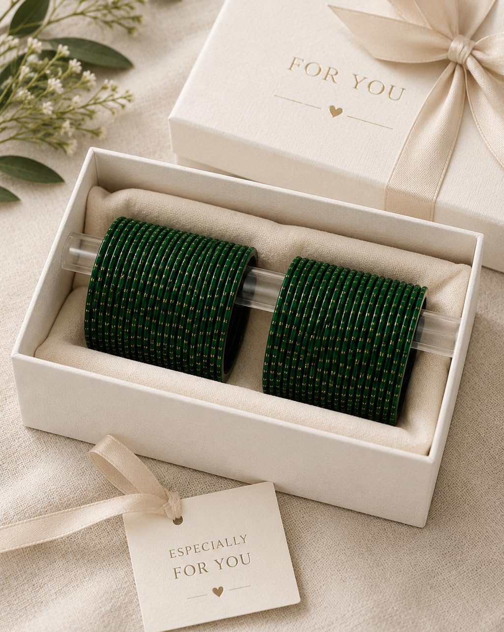 NMII Bangle Set for Women (DarkGreen) (MNY1-DarkGreen-2.6)
