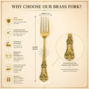DSH Pure Brass Fork Floral Design Dinner Fork for Dining Table Home Kitchen Multipurpose Use.(BR-FORKking-12P)