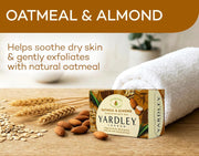 Yardley London Moisturizing Bar Oatmeal & Almond with Natural Oats 4.25 oz (Pack of 2)