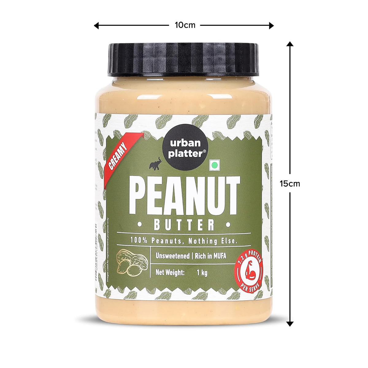 Urban Platter Creamy Peanut Butter, 1Kg (Classic Smooth | Single Ingredient | Keto-Friendly)