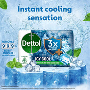 Dettol Icy Cool Bathing Soap Bar With 3x intense cooling (750gm), 150gm - Pack of 5