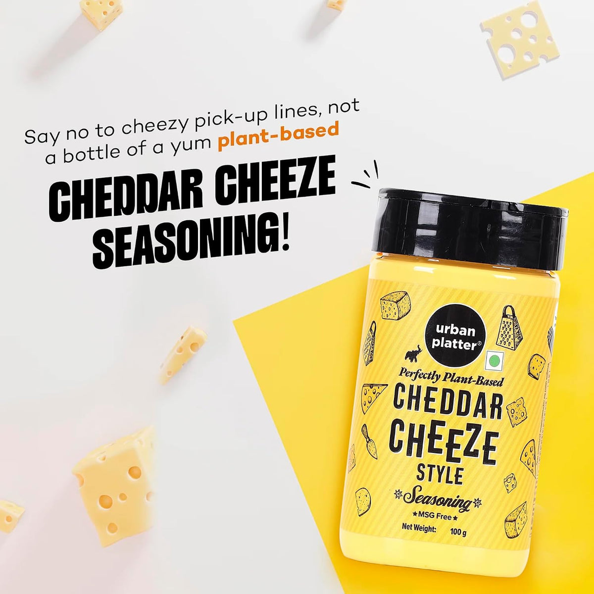 Urban Platter Cheddar Cheese Style Seasoning, 100g (Perfectly Plant-based | Ideal for Pop Corn, Fries, Pasta, and more)