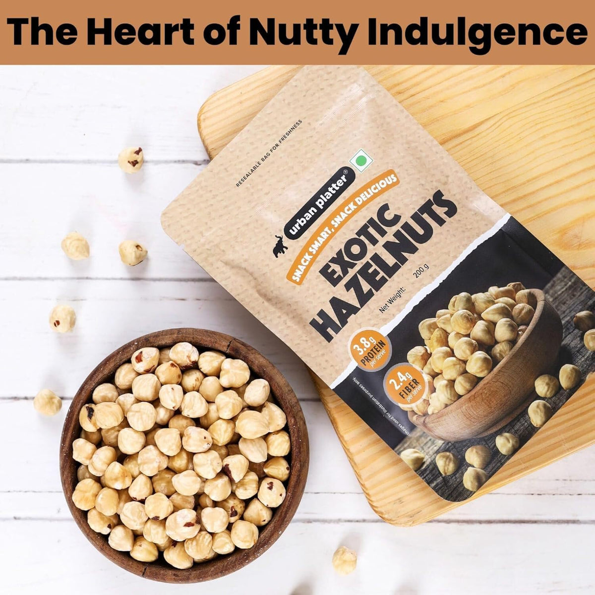 Urban Platter Exotic Hazelnuts, 200g, (Protein & Fiber Rich, For Confectionery, Baking, Nut Pastes & Dessert)