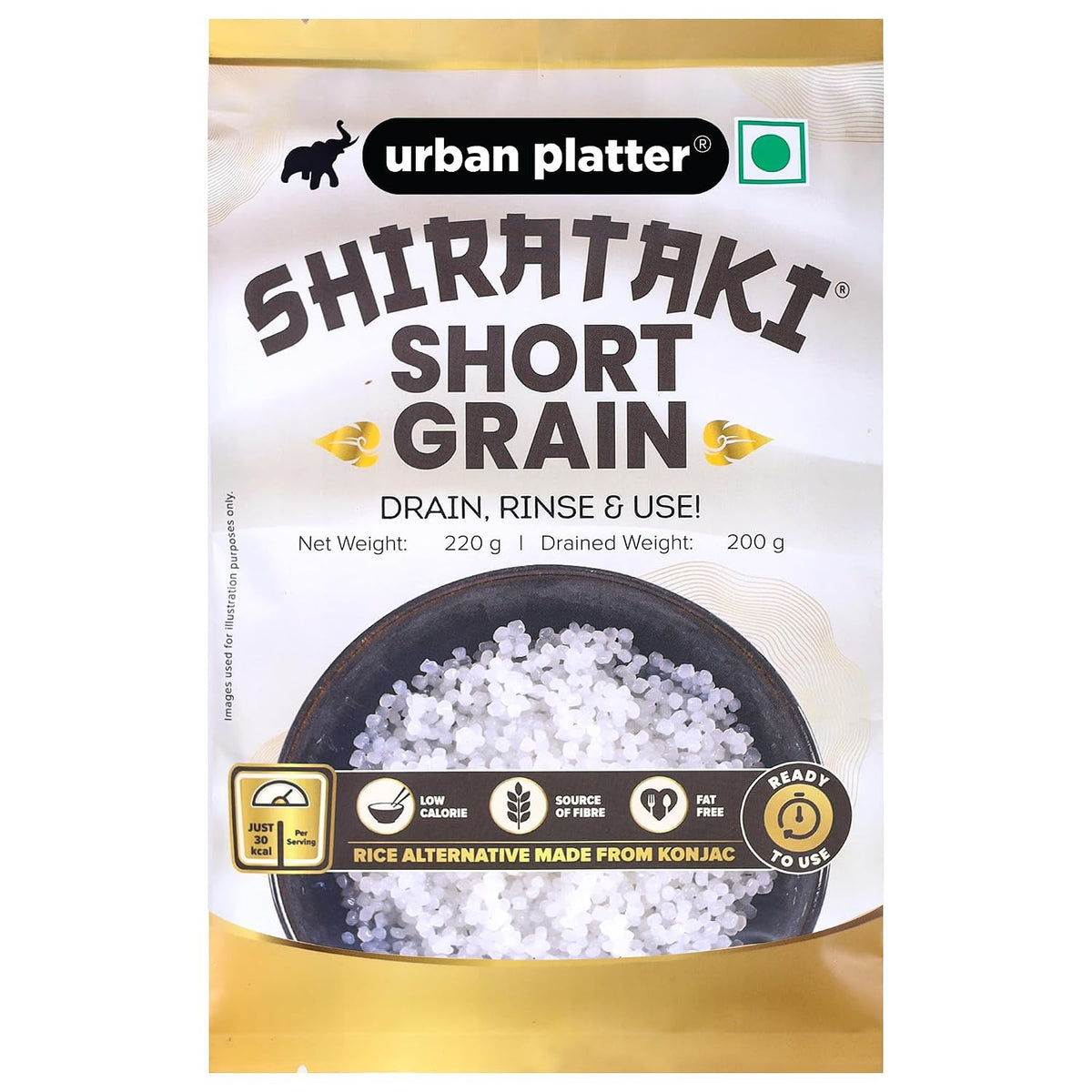 Urban Platter Shirataki Short-Grain Rice, 220 g, Pack of 3 (Ultra Low-Carb, Low-Calorie, Keto-Friendly, Fat-Free, Gluten-Free Alternative To Rice)