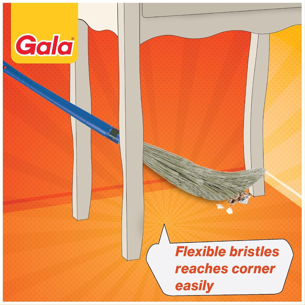 Gala No Dust Broom Extra Long (For Floor Cleaning Multipurpose, Fiber) (149629)