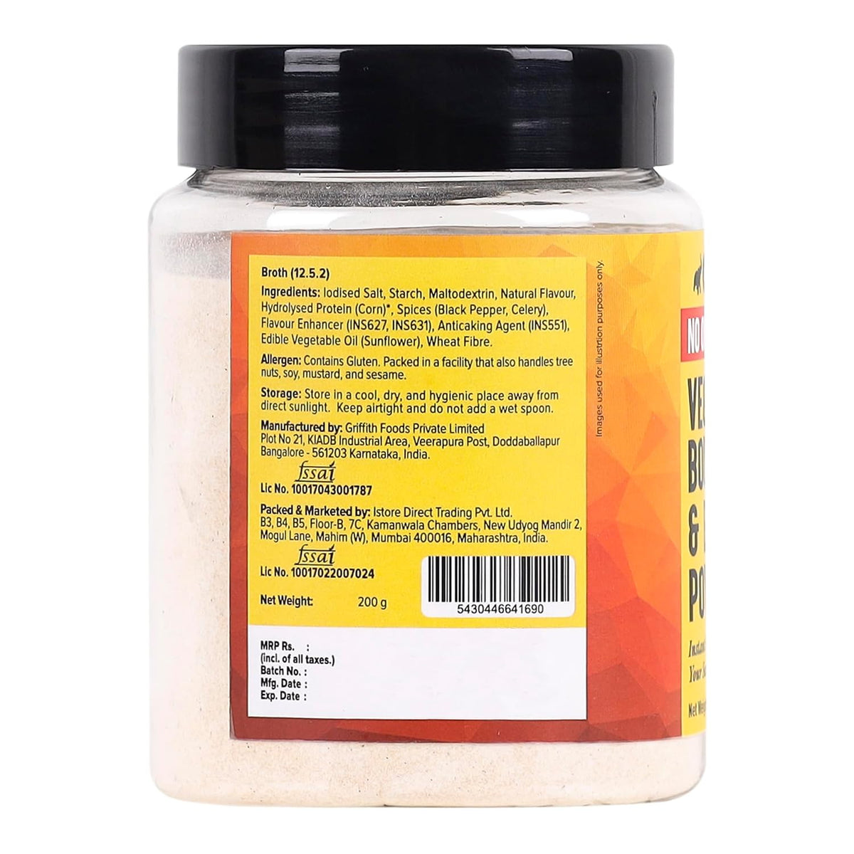 Urban Platter No Onion No Garlic Bouillon & Broth Powder, 200g (Plant-Based | Instant Vegetable Stock | Jain-Friendly | Umami-Rich)
