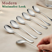 Parage 6 Pieces Stainless Steel Table Spoons Set with Round Edge, 18.5 cm, Tableware, Set of 6, Silver
