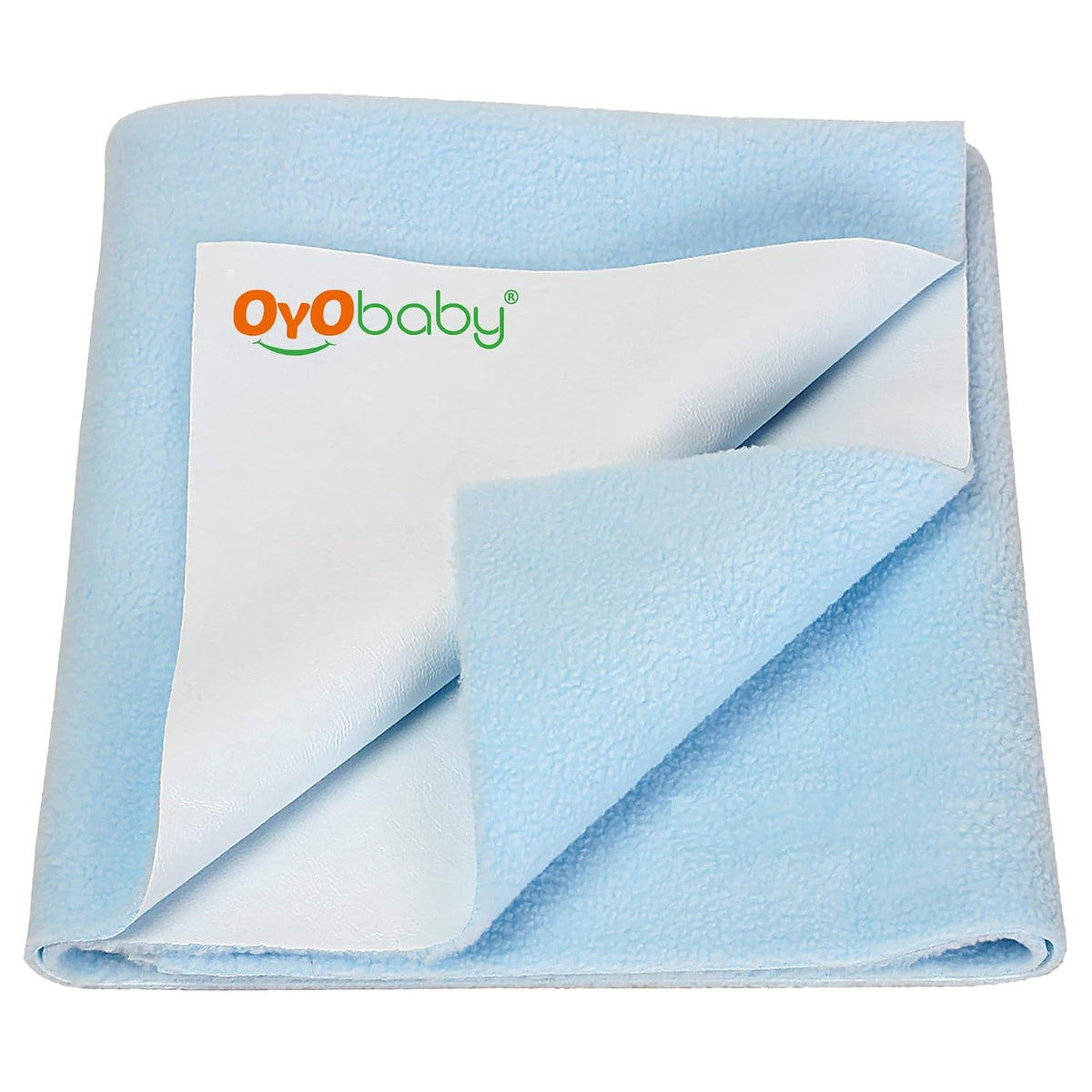 OYO Baby Instadry Anti-Piling Fleece Extra Absorbent Quick Dry Sheet for New Born Babies, Bed Protector Mattress, Reusable Waterproof Baby Cot Sheet for Toddler Infant, Large Size 140x100cm, Blue
