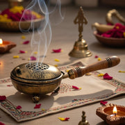 DSH CRAFTING YOUR CURIOSITY Metal Charcoal Incense Burner with Handle, Brown, for Home, Office, Temple, and Prayer Use