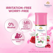 Yardley London English Rose Underarm Deodorant Roll On | With Licorirce Extract & Floral Extracts | Smooth & Eventoned Underarms | 48 H Long Lasting Floral Scent| 0% Alcohol & Dermat Approved | For Women | 50ml