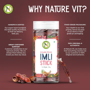 NatureVit Imli Candy Sticks 400g – Khatti Meethi Tamarind Stick Candy | Sweet & Sour Mouth Freshener | Tangy Digestive Treat
