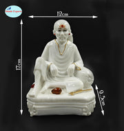 SHINDE EXPORTS Shirdi Saibaba Big Size dwarkamai Marble Idol for Pooja Room Statue for Home Worship Baba 6.5 inches murti