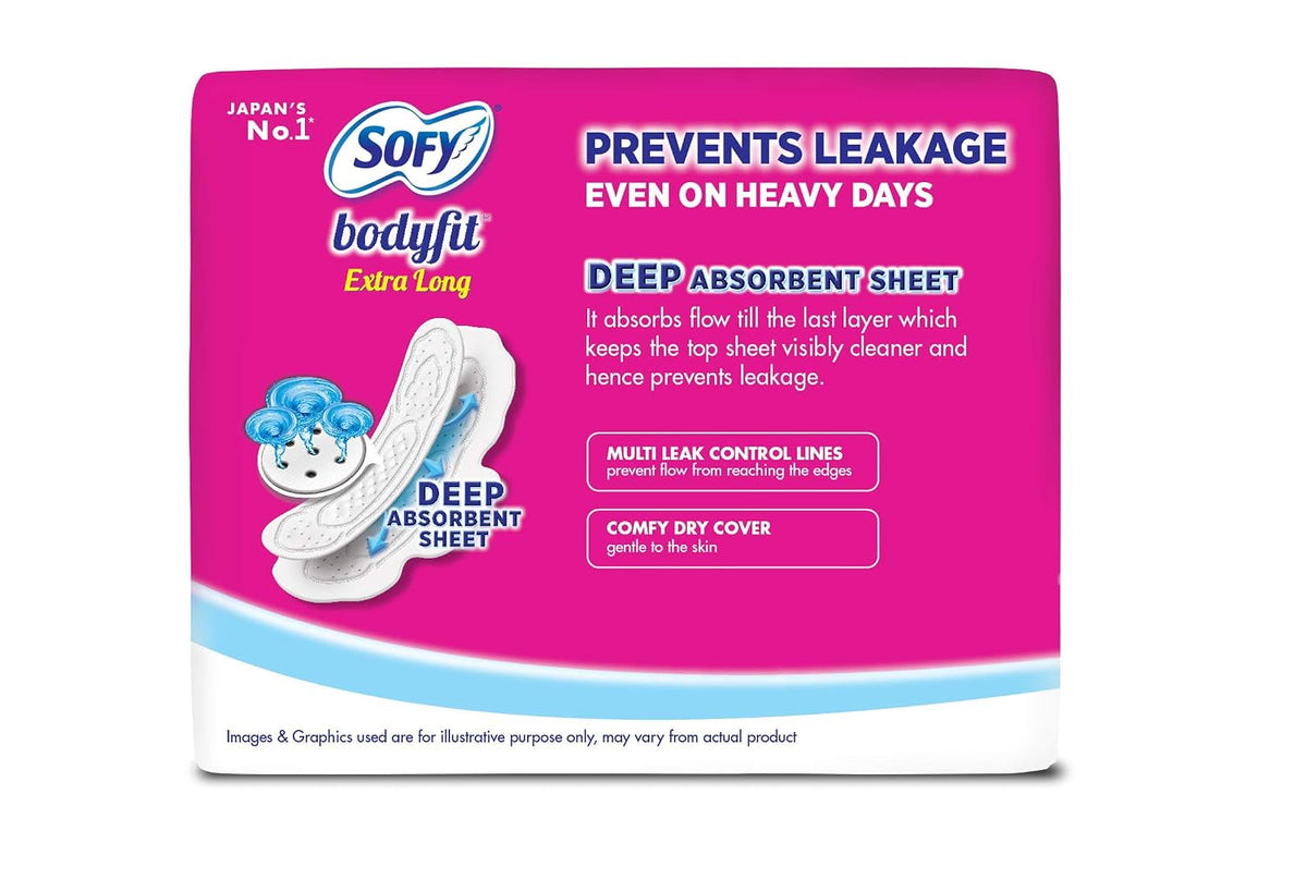 SOFY BodyFit Extra Large AntiBActiria Sanitary Pad (Pack of 6, 6 Pads Each)