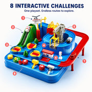 Toy Imagine Car Race Track Toy for Kids 3+ Years City Rescue Vehicle Playset with 4 Mini Cars & 6 Control Buttons, Helicopter, Adventure Ramps Educational Puzzle & Motor Skill Toy for Boys & Girls