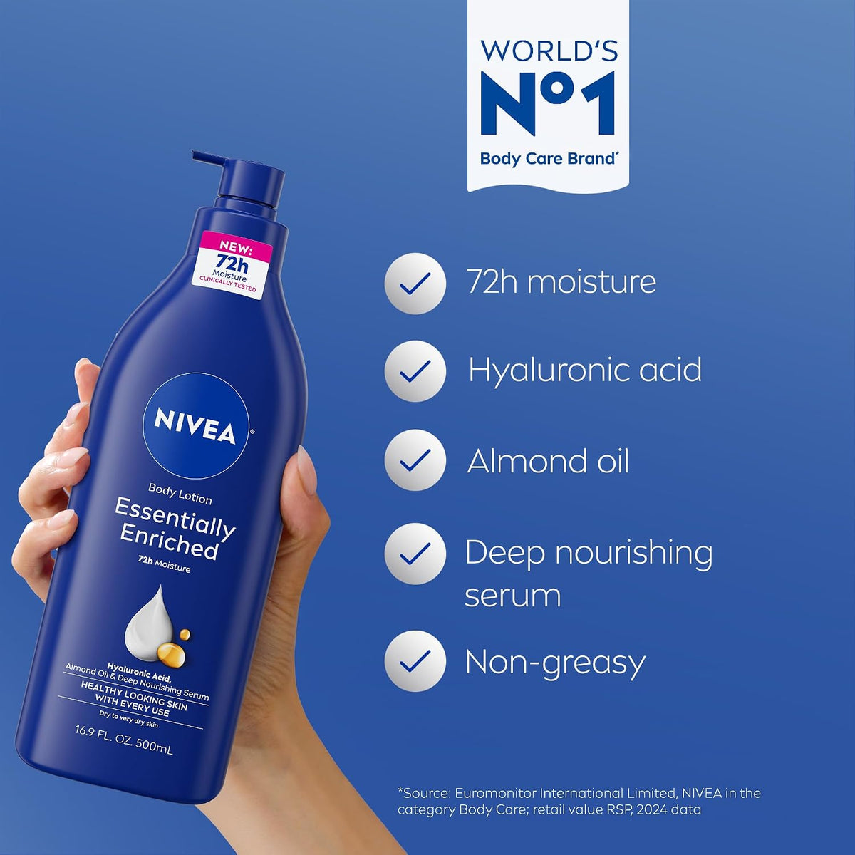Nivea Essentially Enriched Daily Lotion for Dry to Very Dry Skin 500 ml(16.9 Fluid Ounce)