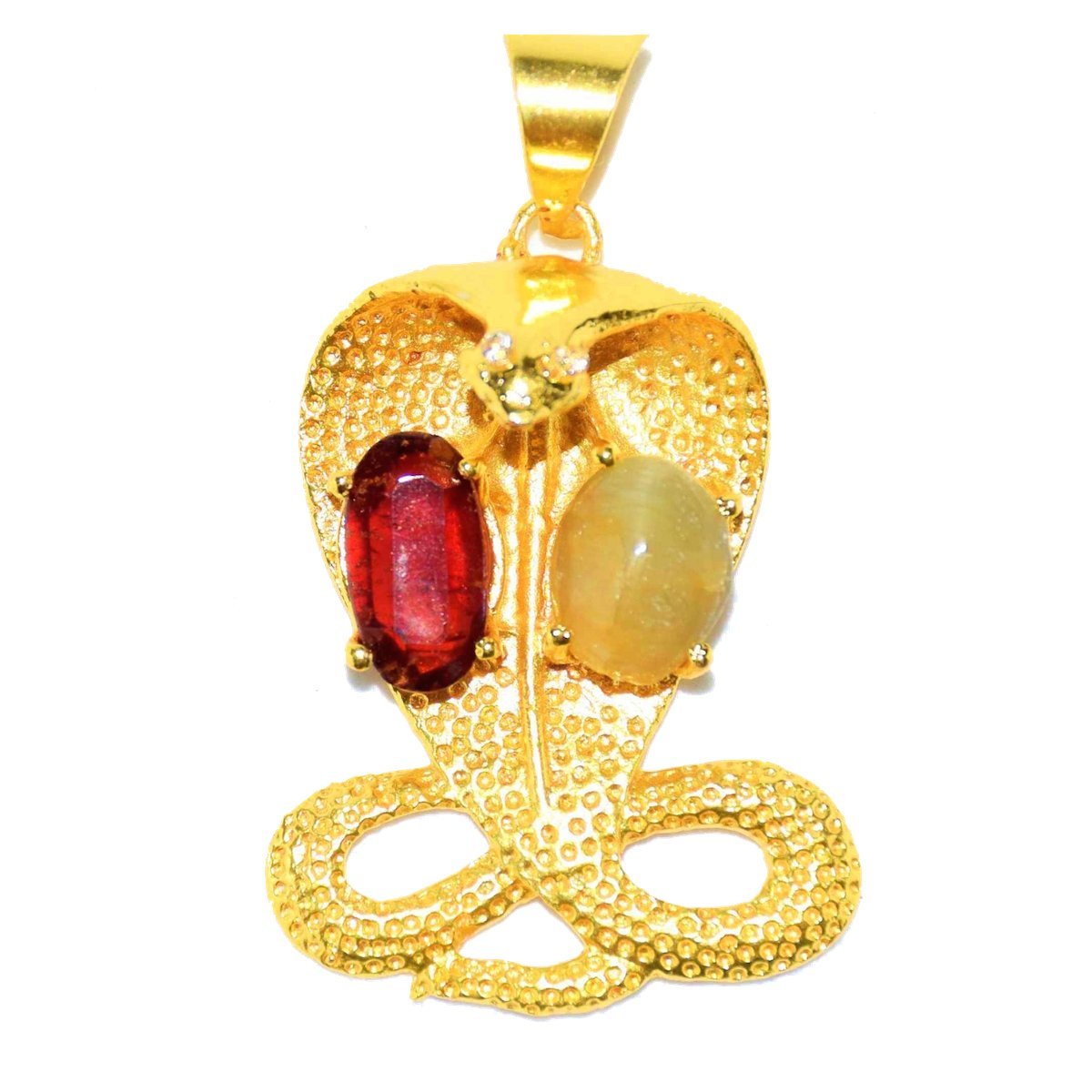 RUDRADIVINE Kaal sharp yog niwaran kavach pendant with 100% Original gemstones/Original Cats Eye and Hessonite stones/to overcome bad influences of Rahu Ketu/Genuine product/Snake Design