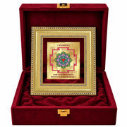 DIVINITI Siddh Energised Saraswati Yantra | 24k Gold Plated Foil Wisdom Blessings Vastu Frame for Home, Office & Puja Room | Premium Gift Box | Spiritual Yantra for Knowledge, Wisdom & Success | 12 X 11 CM
