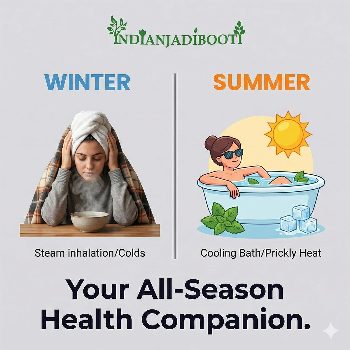 IndianJadiBooti Sat Podina (Menthol Crystals) | 100% Pure Peppermint Camphor | Natural Decongestant for Steam Inhalation, DIY Balms & Sauna | Cooling Agent | 200g (Pack of 2 x 100g)