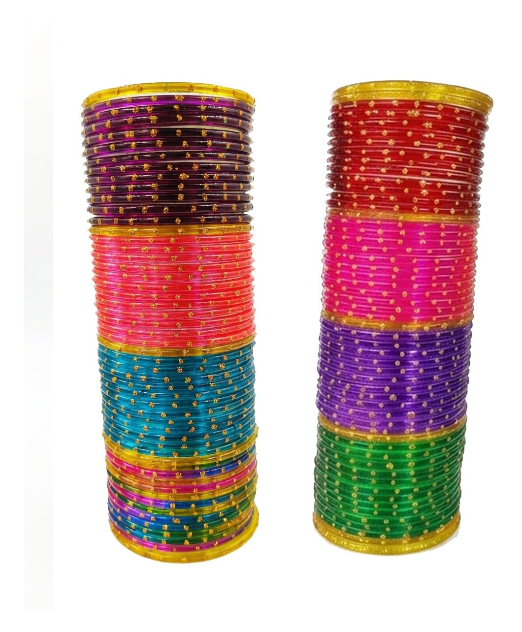 NMII Glass with Plain and Glossy Finished Bangle Set For Women and Girls
