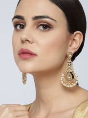 Priyaasi Gold-Plated Kundan and Pearls Studded Drop Earrings