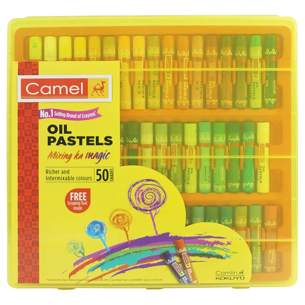 Camel Anu Oil Pastel With Reusable Plastic Box-50 Shades ,Multicolor