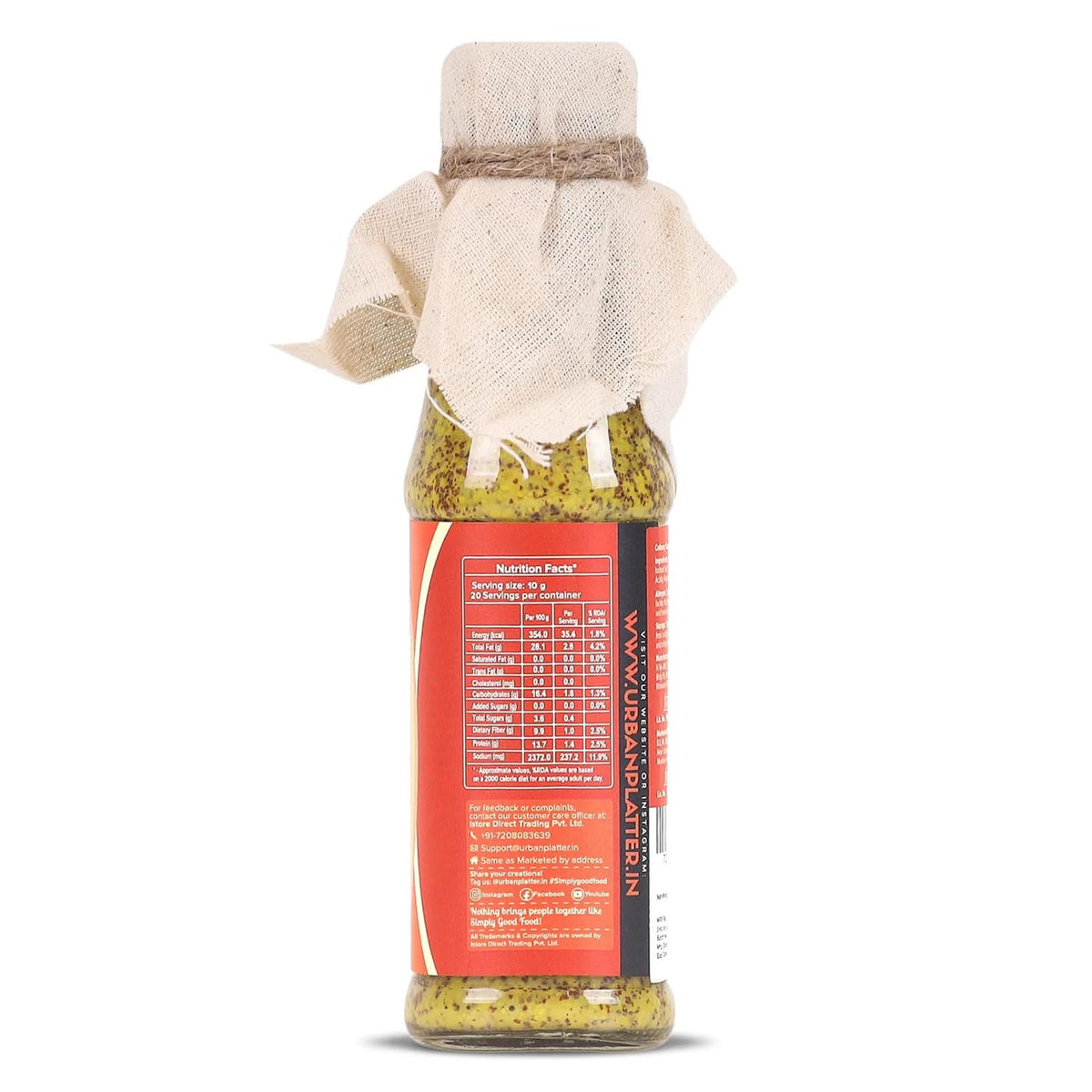 Urban Platter Vegan Bengal Mustard Kasundi Sauce, 200g (Pack of 2)
