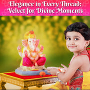 Bhakti Lehar Red Velvet Pooja Cloth | Aasan for God Idol Sitting, Mandir Shelf, Puja Chowki Table and Home Temple Decoration - Pack of 4 (18 x 24 Inch)