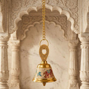 DSH Pure Brass Hanging Bell with Chain for Temple Mandir Door Home Decorative Ringing Bell (White, 1)