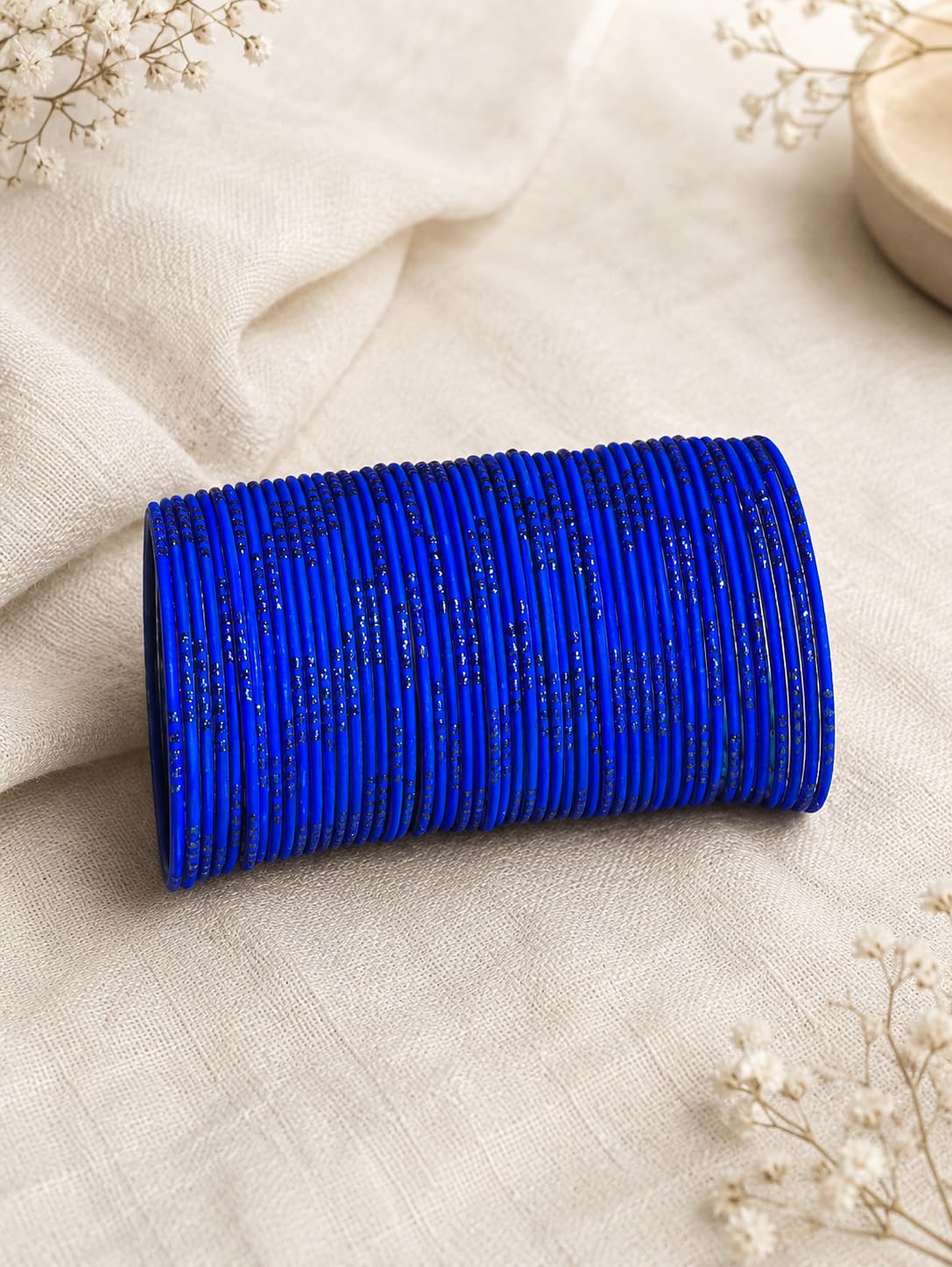 NMII Metal with Cutting Design and Glitter Bangles Set For Women and Girls | Plain Metal Bangles | Stylish Women's Bangles
