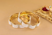 NMII Stylish Alloy Metal Kada Set for Women & Girls with Zircon Diamond Stone and Pearls Work | Traditional Gold-Plated Bangle Set for Women | Women's Kade For Wedding, Party, Ocassion- Set of 4