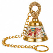 DSH Pure Brass Hanging Bell with Chain for Temple Mandir Door Home Decorative Ringing Bell (White, 1)
