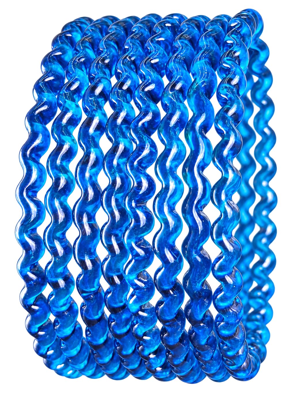NMII Trendy Lheriya Glass Kada Set For Women & Girls | Sparkling Crystal Spiral Bangles | Designer Chudi | Kanch Ki Churi | Bridal Kangan | Wedding, Diwali, Festival & Party - Set Of 8