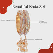 NMII Metal & Gold White American Diamond Stone Latkan Bangles Set For Girls and Women | Bangles with Latkan | AD Bangles | Stylish Bangles For Wedding, Party, Occasion Fashion Jewellery- Set of 2