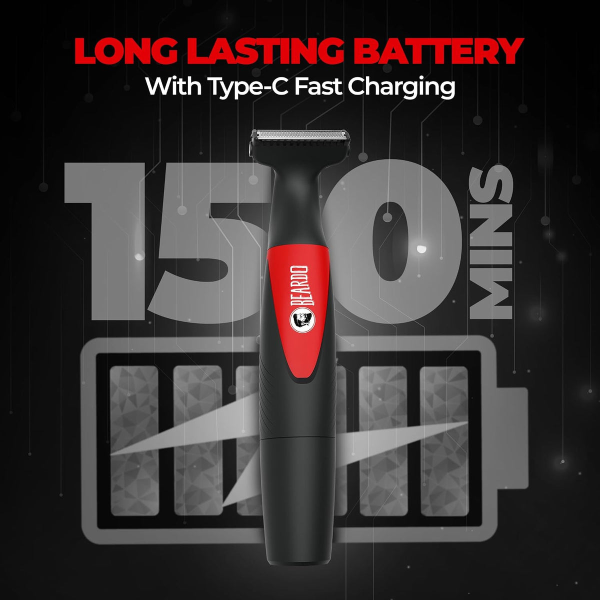 Beardo I Blade Trimmer for men | No Nicks and Cuts | Electric Shaver with powerful motor | Perfect for different beard styles for Gen Z | Multiple Length Settings