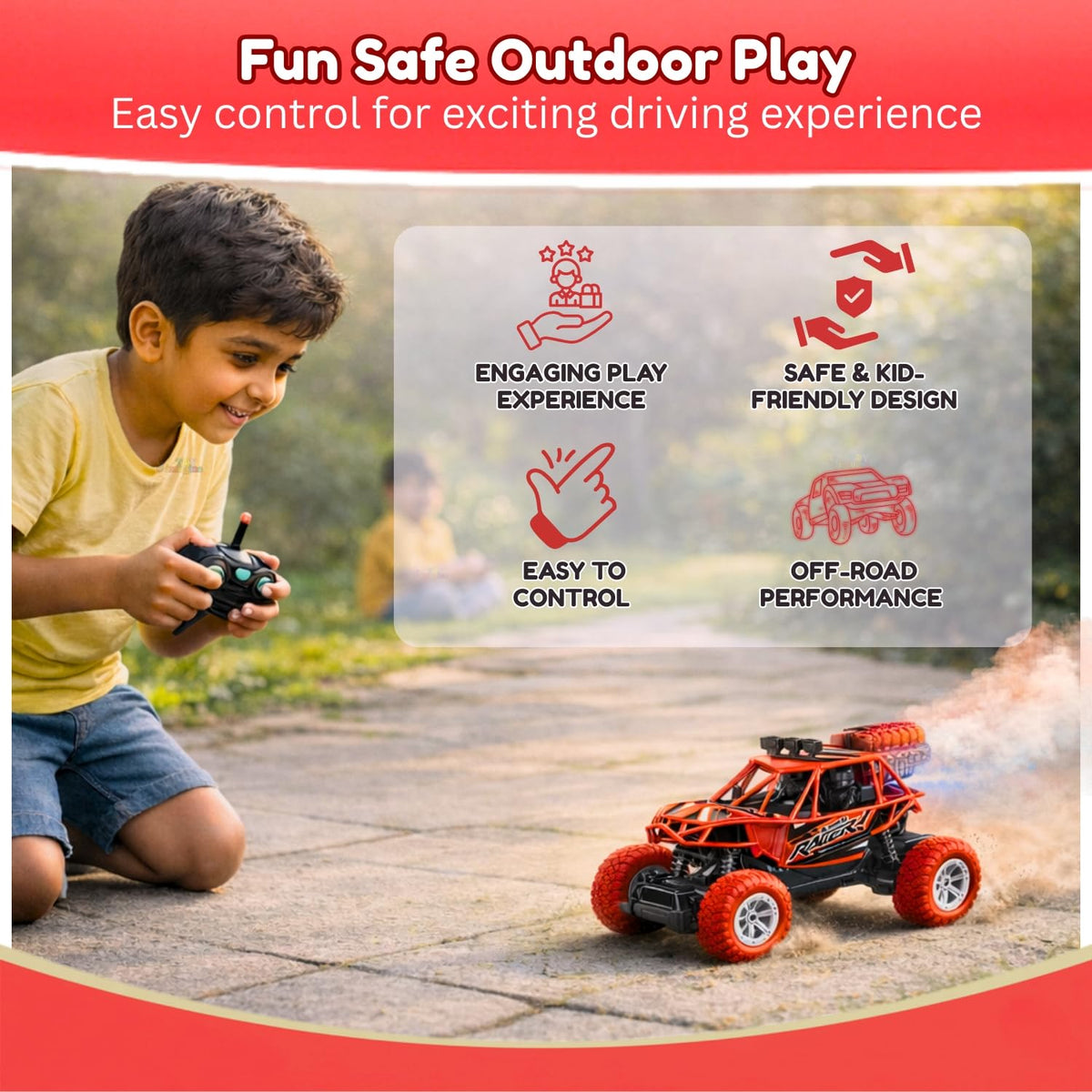 Toy Imagine RC Off Road Buggy Car for Kids with LED Lights, Red