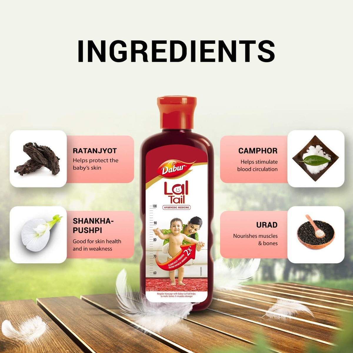 Dabur Lal Tail - Ayurvedic Baby Oil , Clinically Tested 2x Faster Physical Growth - 100 ml
