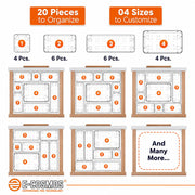 E-COSMOS® 20-Pack Transparent Drawer Organizers, Durable Polypropylene Storage Boxes, Multi-Purpose Divider Trays for Dressing Table, Vanity, Kitchen, and Office