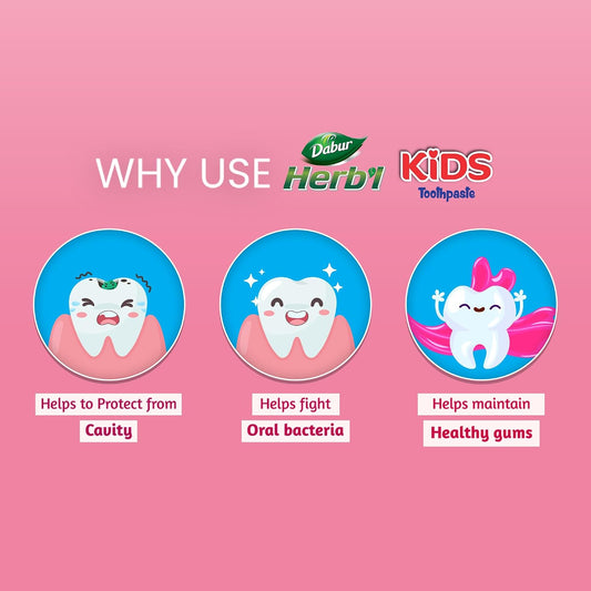 DABUR Herb'L Kids Toothpaste For 2-6 Years (Strawberry Flavour) - 80G