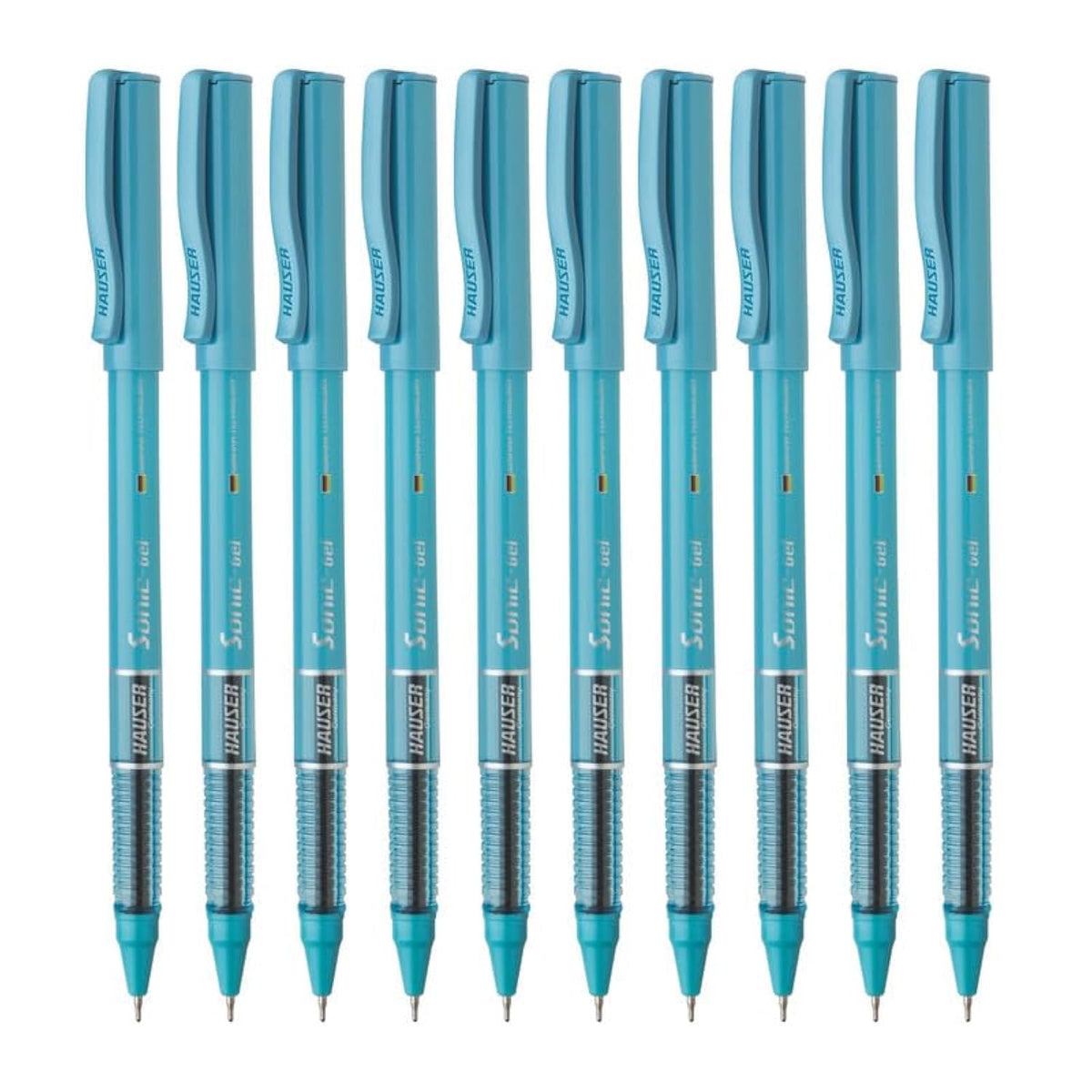 Hauser Sonic X Gel Pen Card Pack | Water Proof Ink For Smooth Flow System | Comfortable Grip With Smudge Free Writing | Sturdy Refillable Pen | Blue Ink, Set Of 10 Pens x 2 Packs
