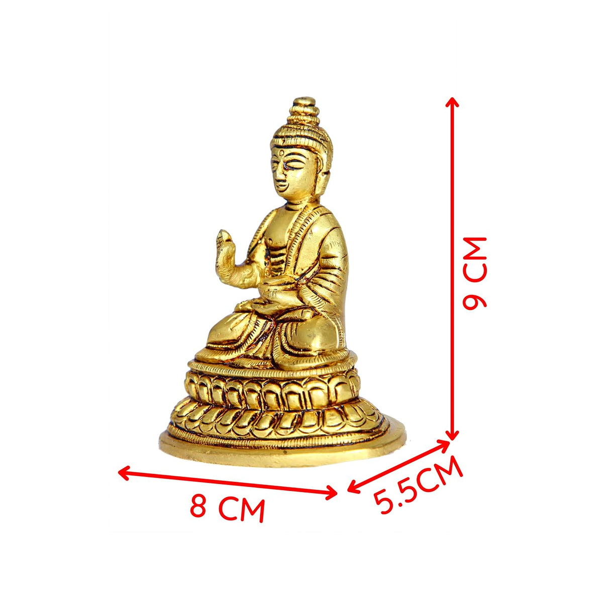 Aalayam Selveer Buddha Statue Brass | Buddha Idol Brass | Brass Buddha Statue | Brass Buddha Idol | Buddha Idol Small | Brass Buddha Small 9 CM Height, Gold Colour 1 No