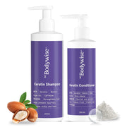 Be Bodywise Keratin Hair Fall Control Shampoo & Conditioner | Ultra Smoothing Shampoo + Conditioner with Niacinamide, Biotin, Argon Oil, Shea Butter & Caffeine | Paraben & SLS free, 450ml.