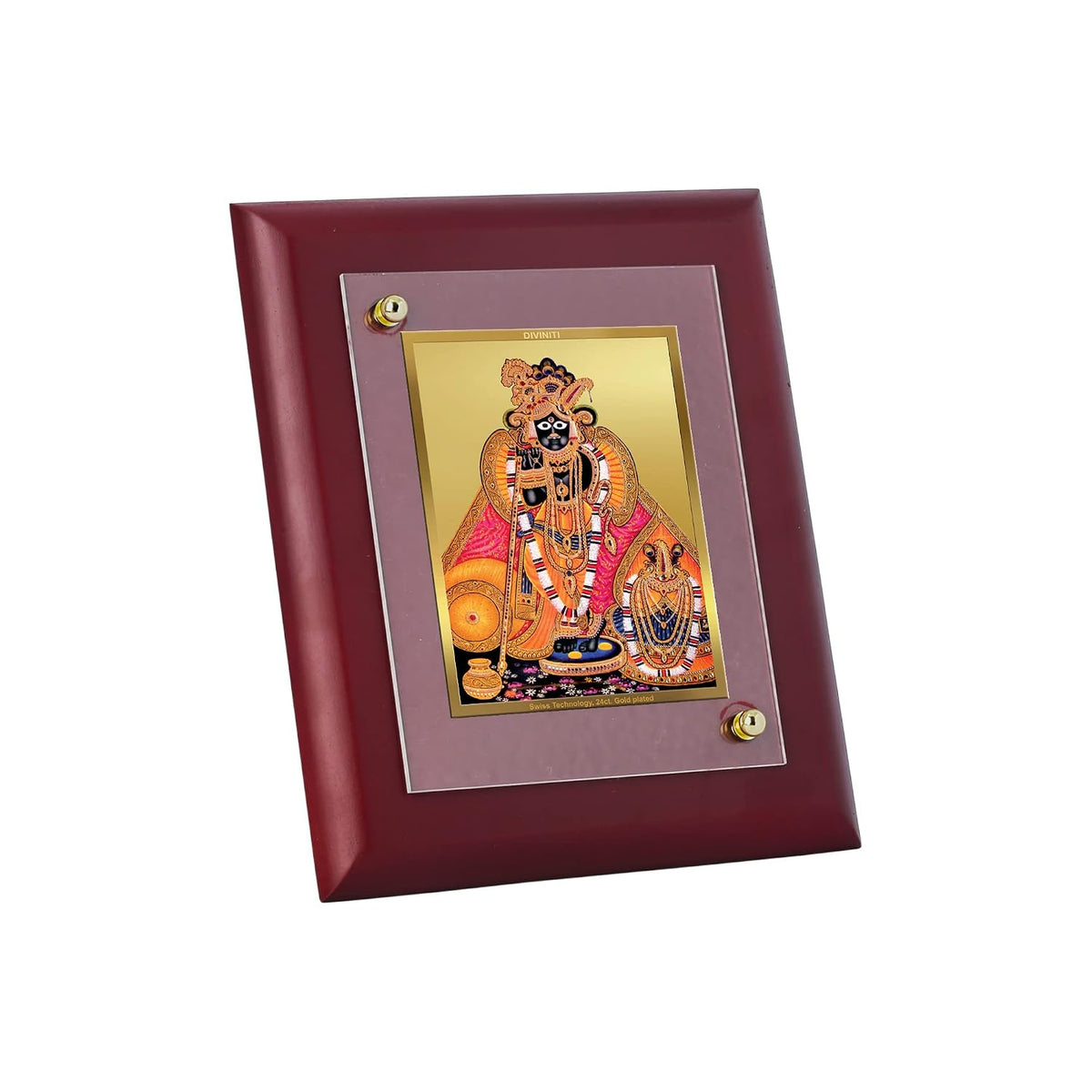 DIVINITI Intima Pure 24K Gold Plated Bankey Bihari Religious Frame – Luxury Home, Office & Mandir Décor | Premium Gold Foil Artwork in MDF Frame | Table Top Display (16 X 13.5 CM)