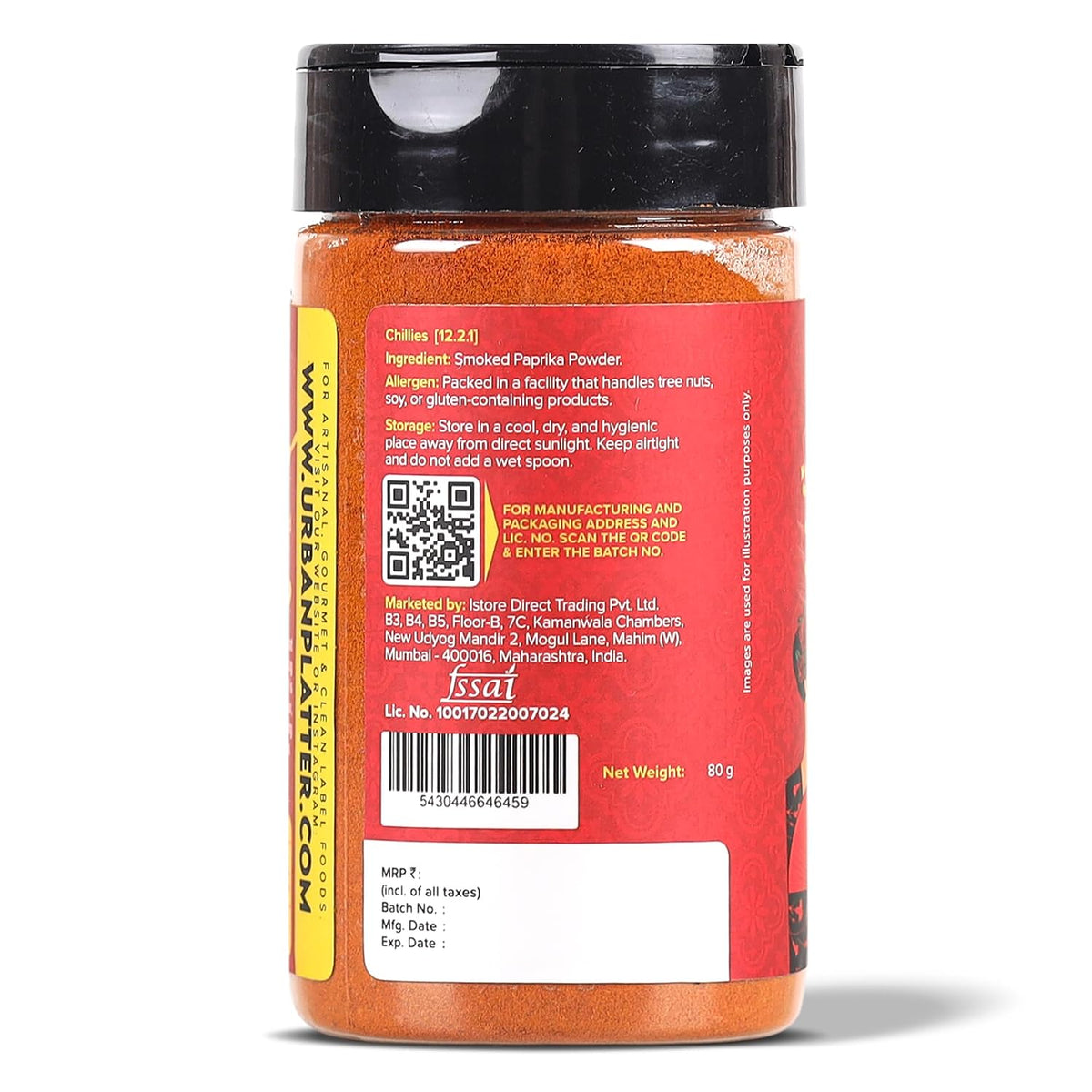 Urban Platter Smoked Paprika, 80g (Bold, Smoky & Sweet | Adds Depth, Colour & Earthy Heat to Grills, Roasts, Pasta, Sauces & Global Cuisines)